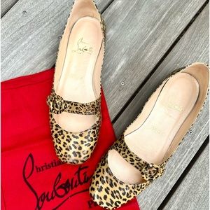 Christian Louboutin Leopard Print Patent Leather Flats